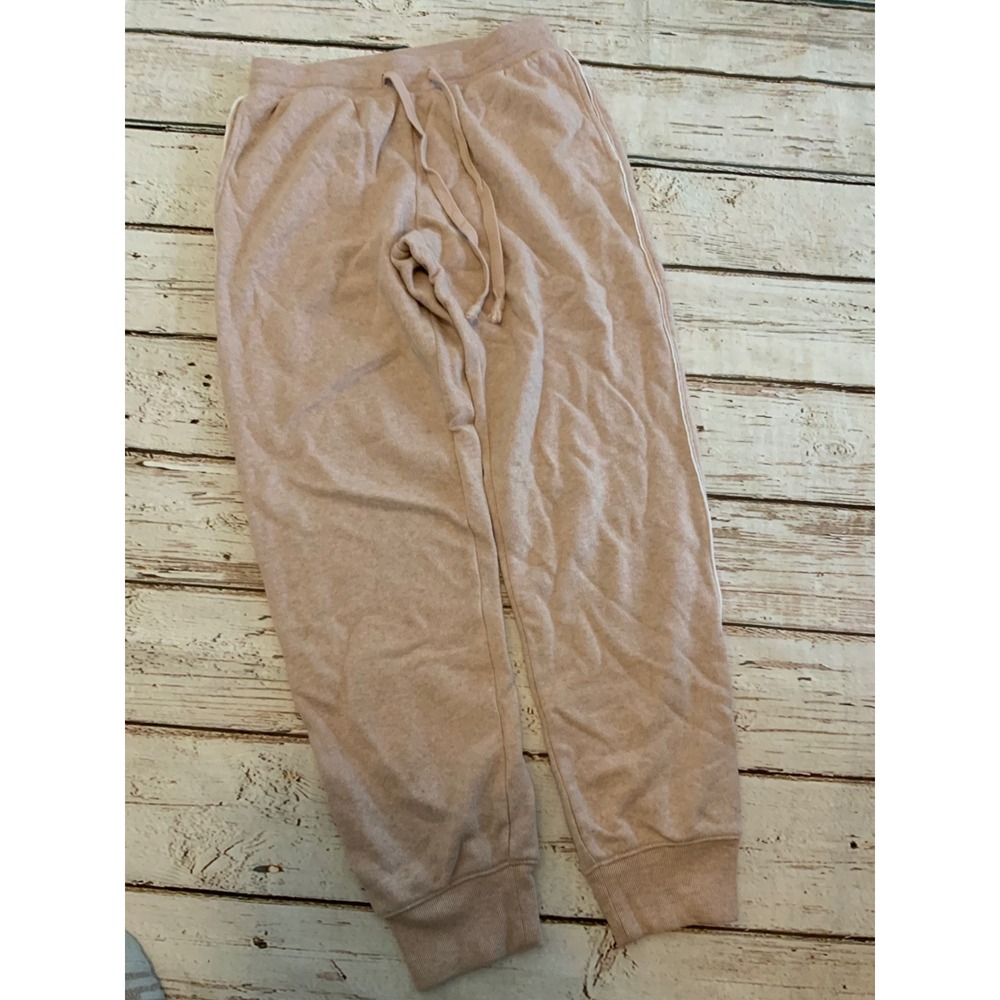 American Eagle Outfitters Women Small Pink Fleece Joggers Side Stripe Sweatpants